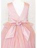 Mauve Satin Tulle V Back Flower Girl Dress